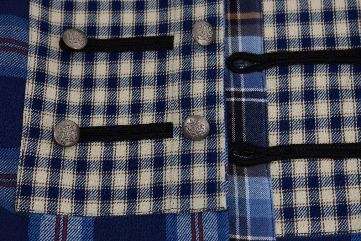 Blue Check Cotton Slim Fit Shirt