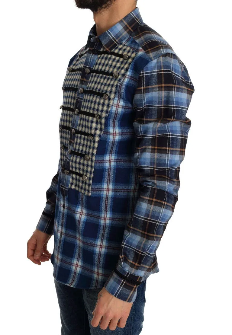 Blue Check Cotton Slim Fit Shirt