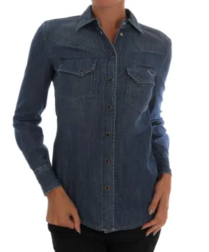 Blue Cotton Jeans Slim Fit Denim Shirt