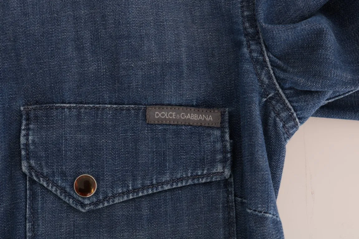 Blue Cotton Jeans Slim Fit Denim Shirt