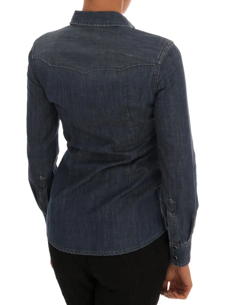 Blue Cotton Jeans Slim Fit Denim Shirt