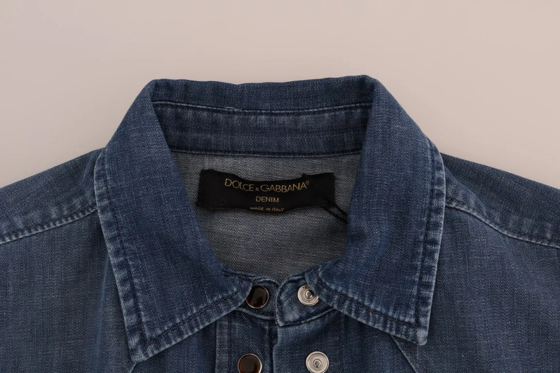 Blue Cotton Jeans Slim Fit Denim Shirt