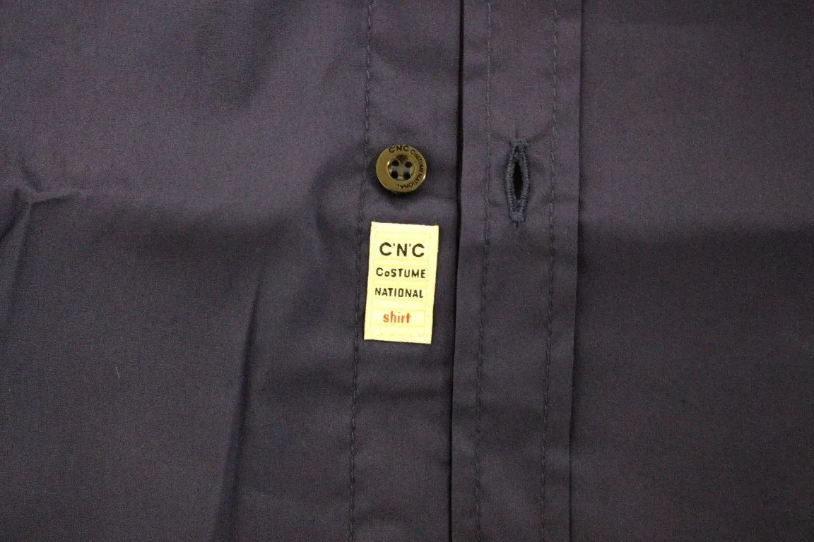 Blue cotton slim fit shirt