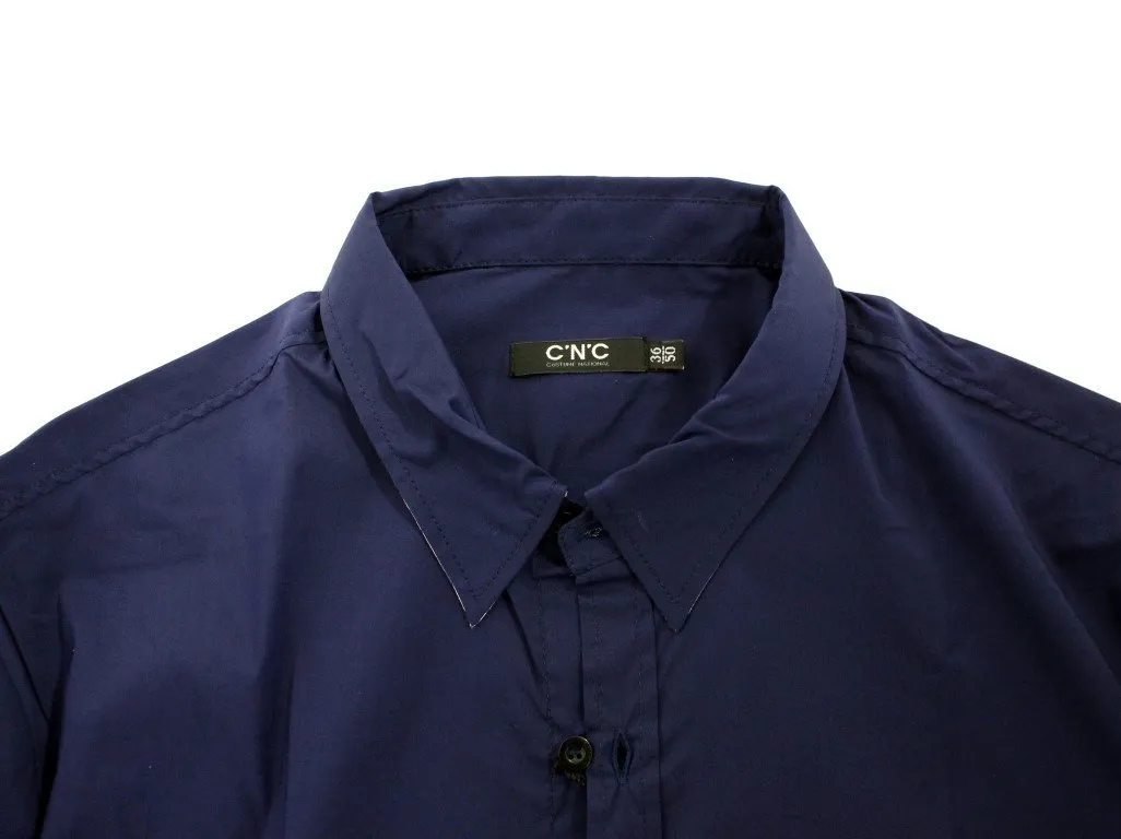 Blue cotton slim fit shirt
