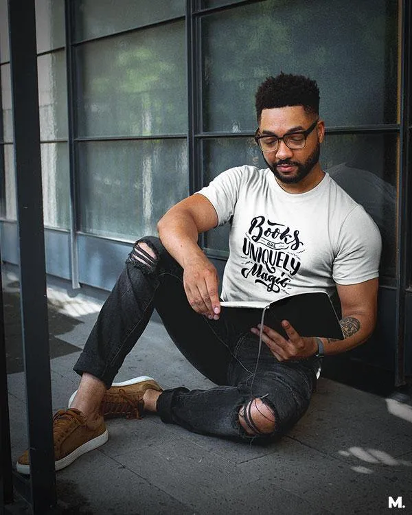 Books are uniquely magic printed t shirts