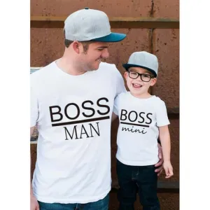 BOSS MAN and BOSS mini Little print Family Matching Father Son tees