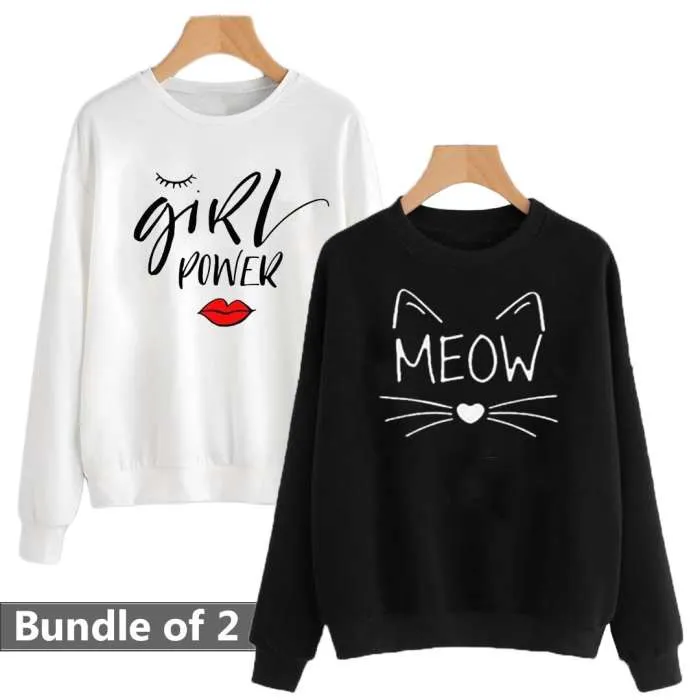Bundle of 2 Meow and Power Printed Sweat Shirts 176