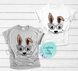 Bunny face with glasses- T SHIRT