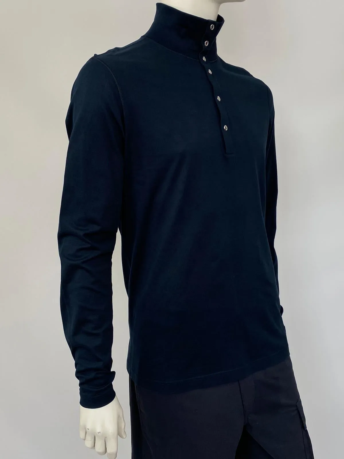 Button Collar Long Sleeve Polo