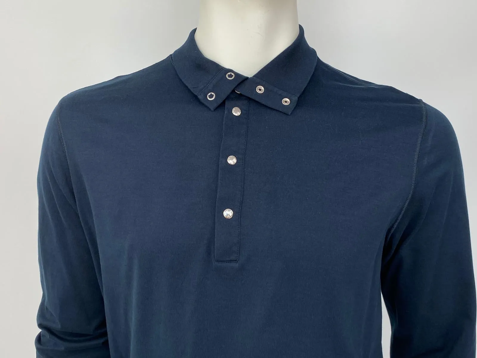 Button Collar Long Sleeve Polo