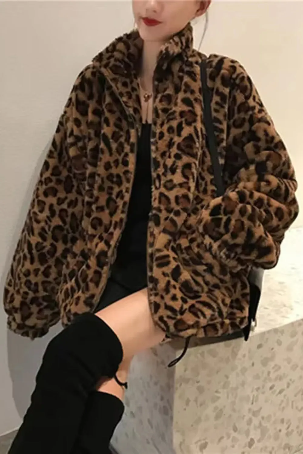 Casual Leopard Pattern Zipper Jacket
