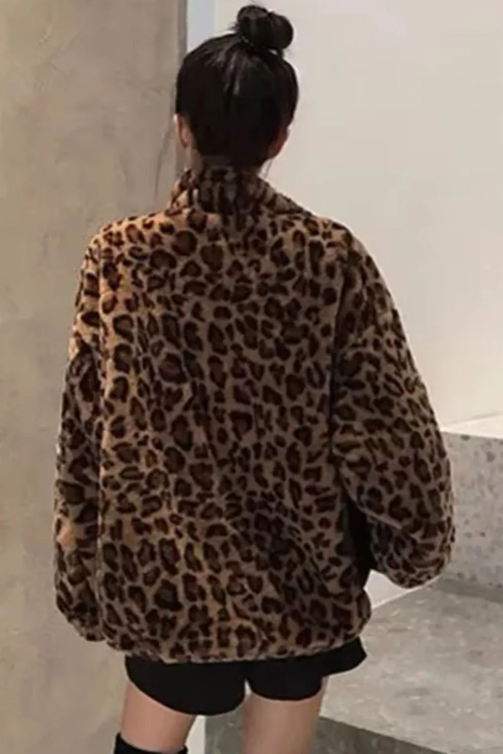 Casual Leopard Pattern Zipper Jacket