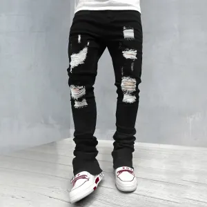 Casual oversized frayed slim-fit trousers