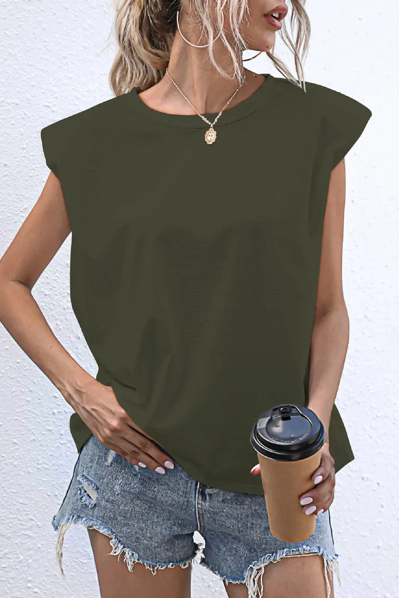 Casual Solid Patchwork O Neck T-Shirts