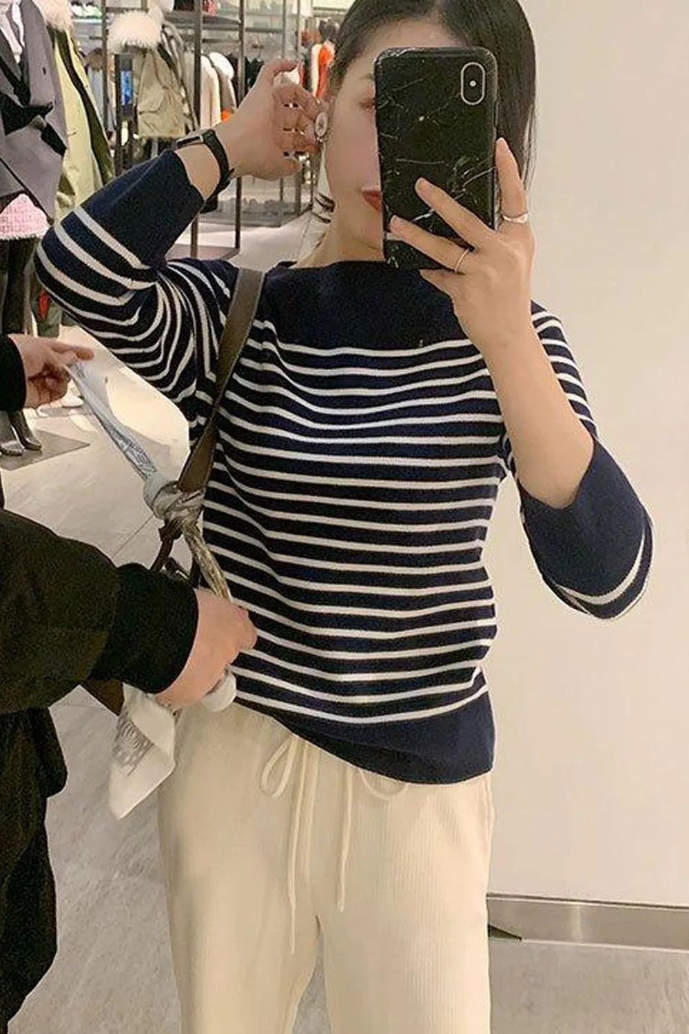 Casual Striped Knitted Slim Sweater
