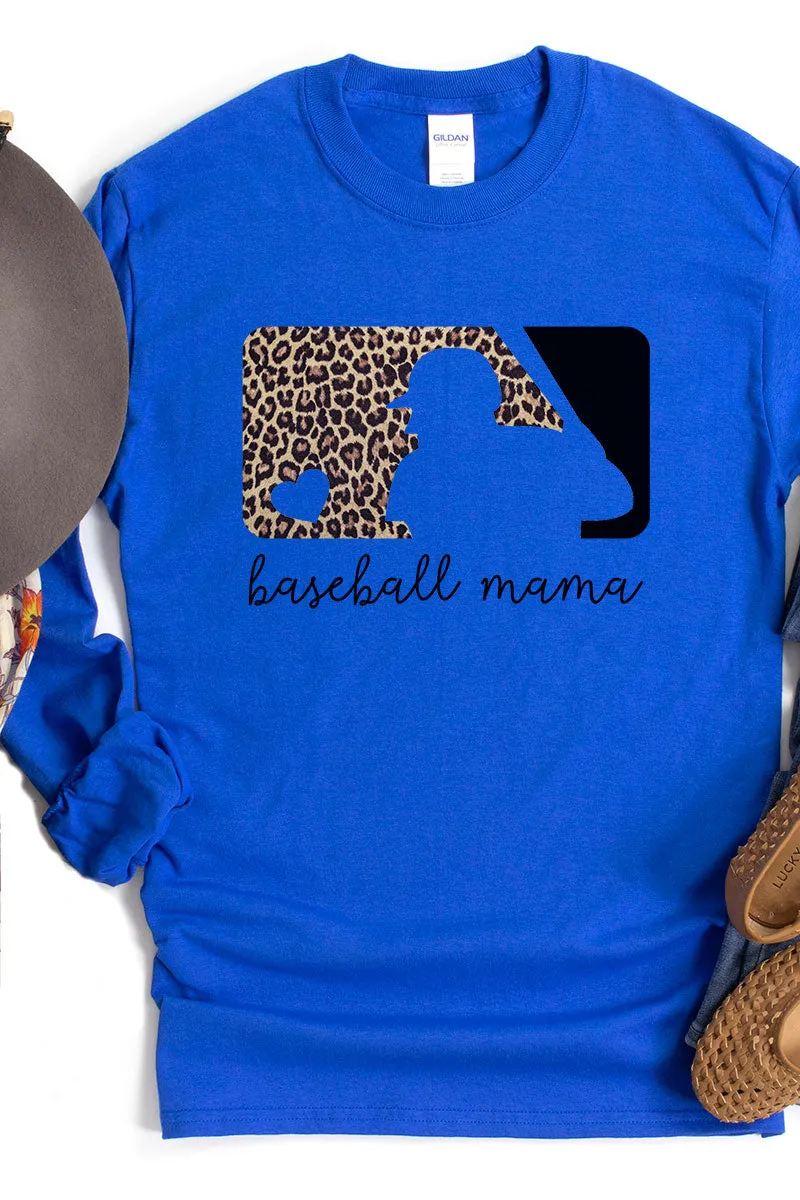 Cheetah Baseball Mama Heavy Cotton Long Sleeve Adult T-Shirt