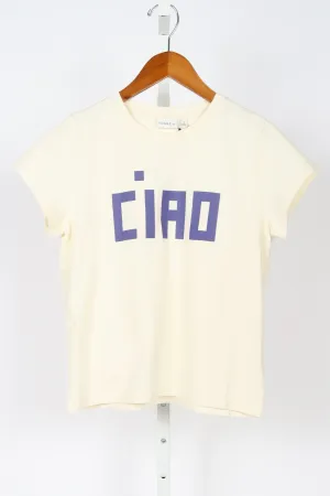 Classic Tee - Cream w/ Royal Blue Block Ciao