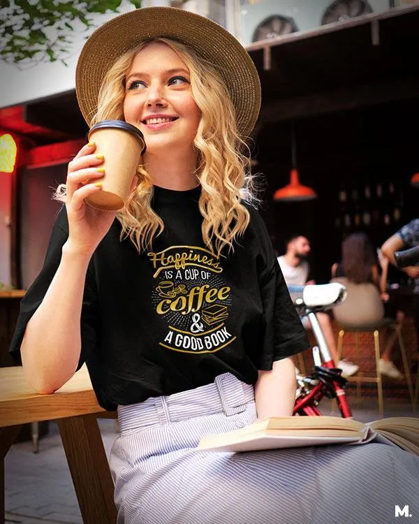 Coffee and good books printed t shirts
