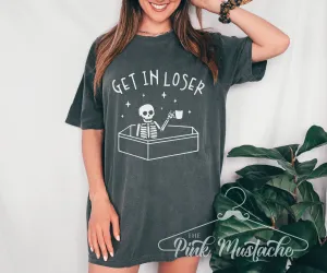 Comfort Colors Get In Loser Funny Coffin Halloween Tee/Halloween Fall Shirt/ Youth and Adult Shirts
