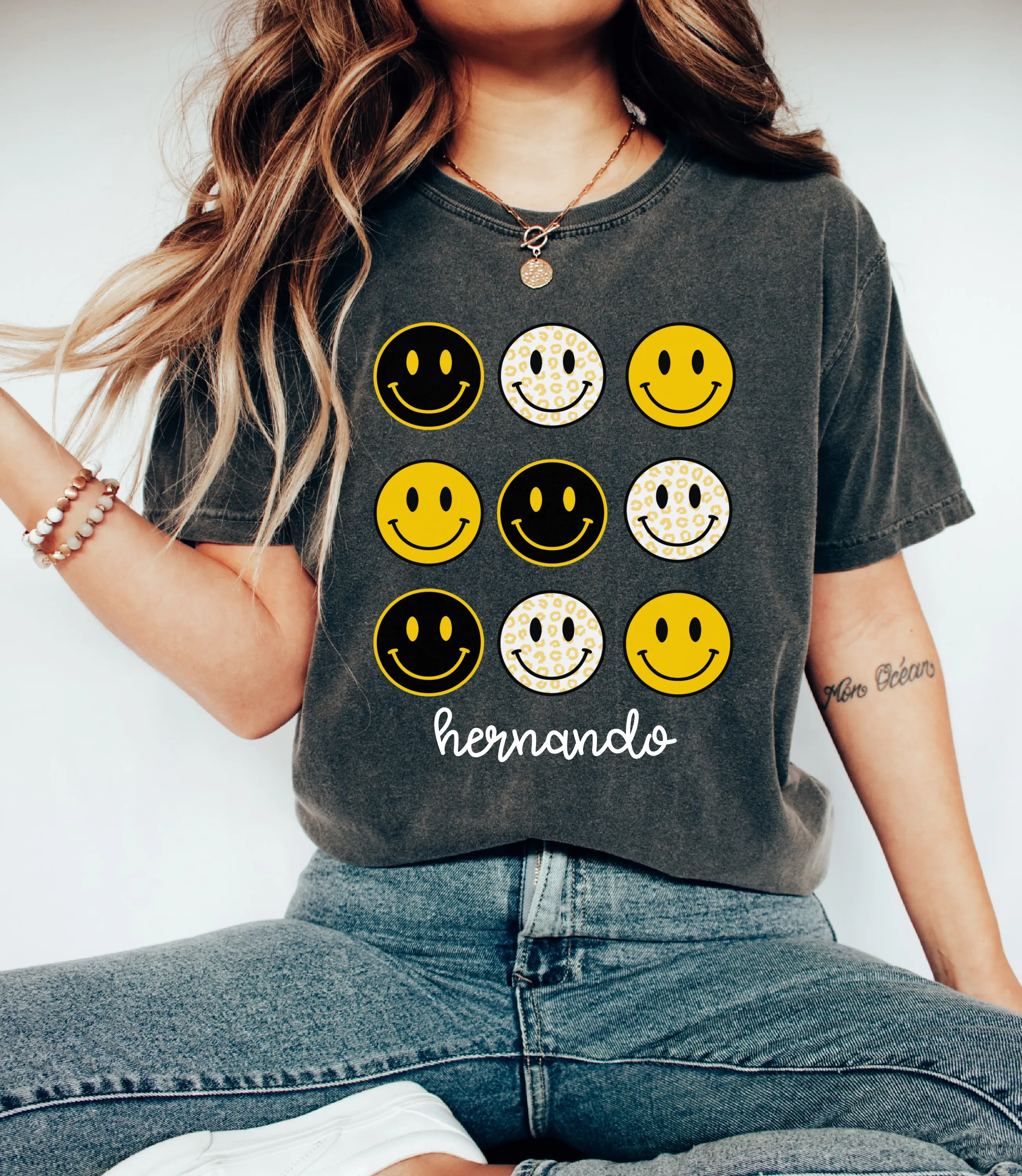 Comfort Colors Hernando Tigers  Smiley Tee / Hernando -Desoto County Schools / Mississippi School Shirt