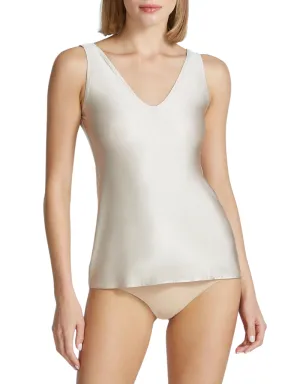 Commando Faux Silk V-neck Tank in Champagne