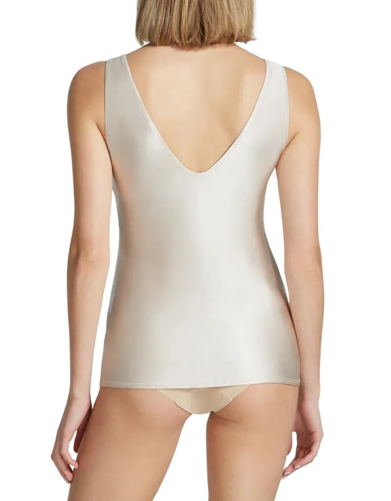 Commando Faux Silk V-neck Tank in Champagne