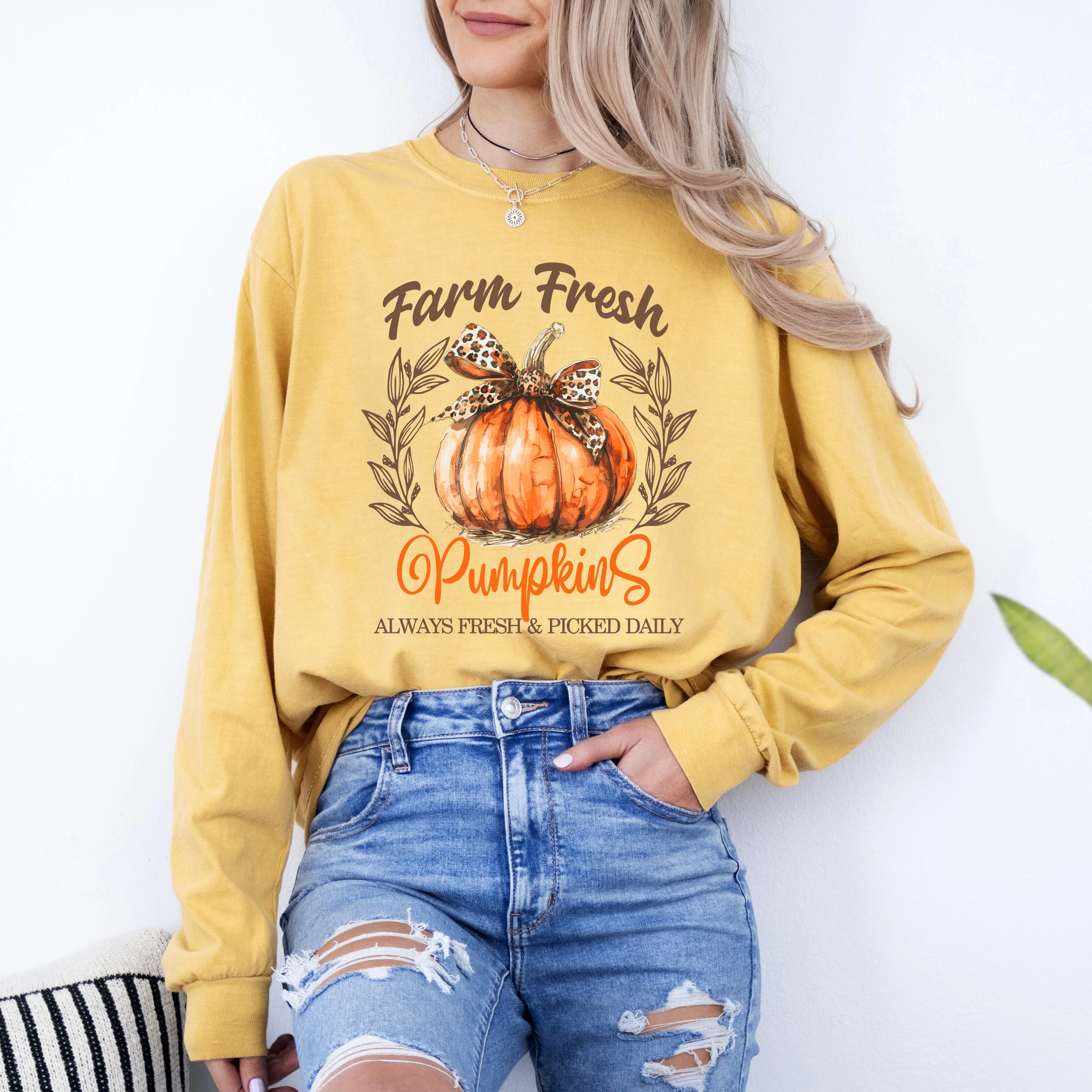 Coquette Farm Fresh Pumpkin | Garment Dyed Long Sleeve