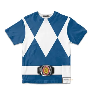 Cosplay Blue MIGHTY MORPHIN Power Ranger Custom Kid Tshirt QT205220Zc