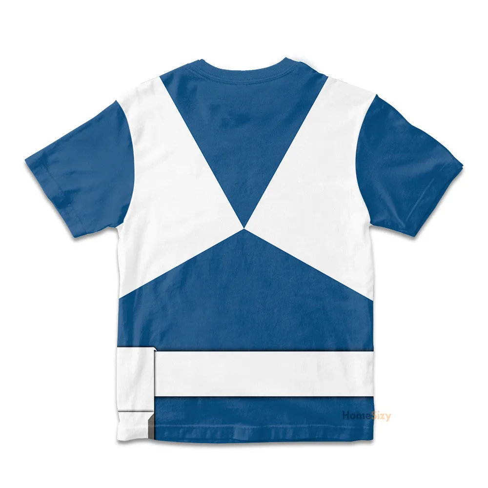 Cosplay Blue MIGHTY MORPHIN Power Ranger Custom Kid Tshirt QT205220Zc