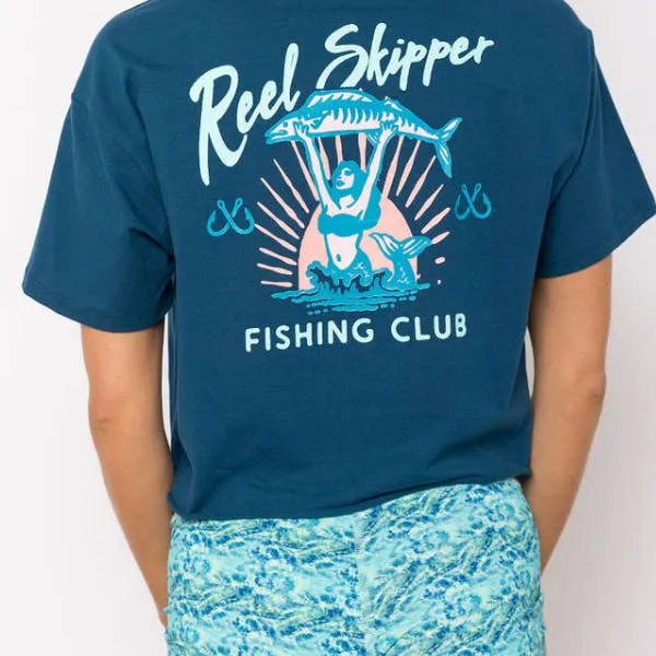 Cropped Tee in Sapphire Blue