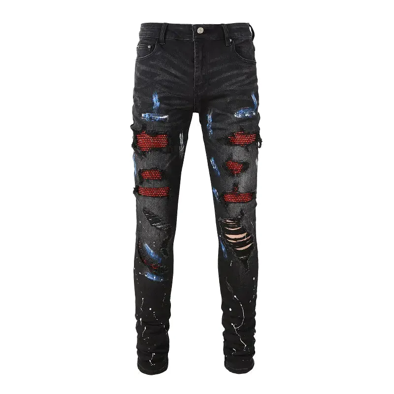 Crystal Stretch Denim Skinny Jeans