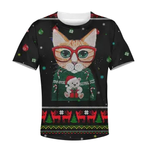 CUTE CAT MERRY CHRISTMAS Kid Custom Cosplay Hoodies Apparel
