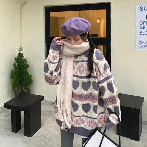 Cute Love Embroidered Knitted Sweater