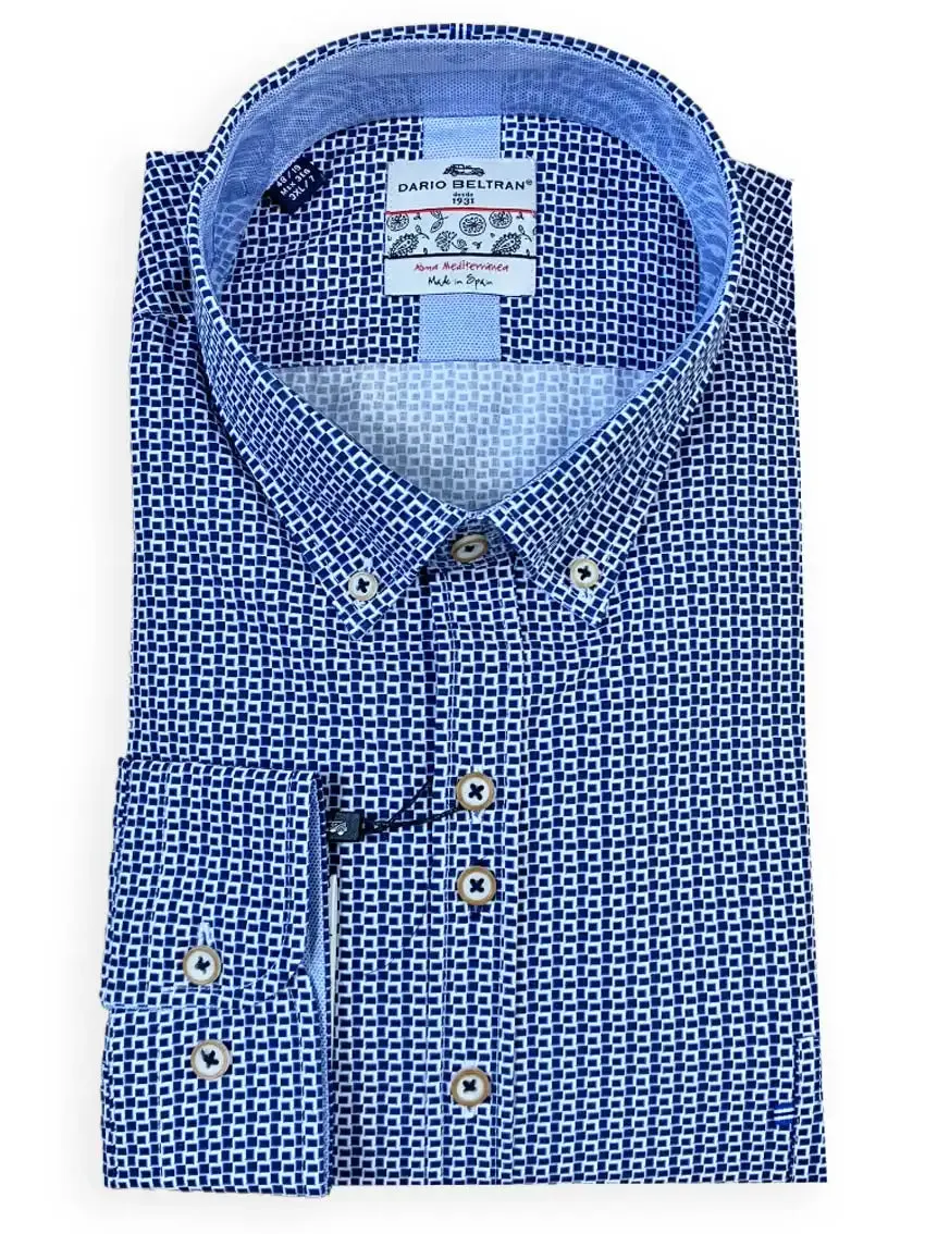 Dario Beltran Men's Alfaque Tapered Fit Shirt Navy