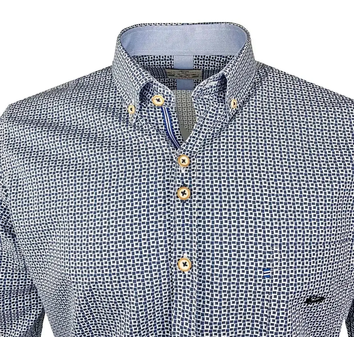 Dario Beltran Men's Alfaque Tapered Fit Shirt Navy