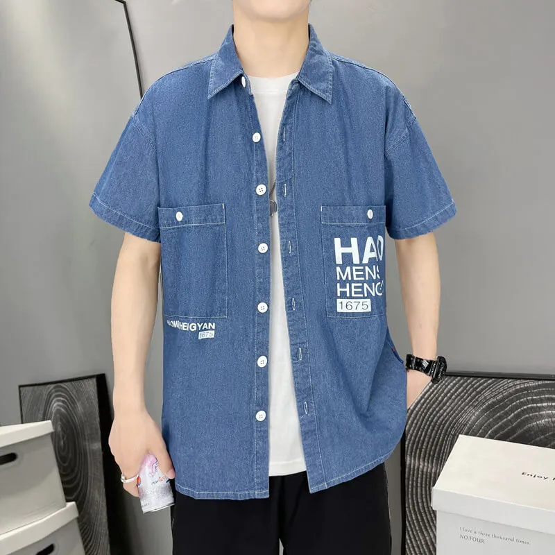 DENIM CASUAL SHORT SLEEVE SHIRTS