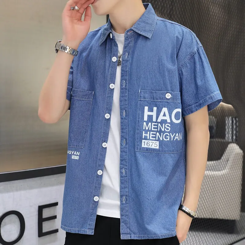 DENIM CASUAL SHORT SLEEVE SHIRTS