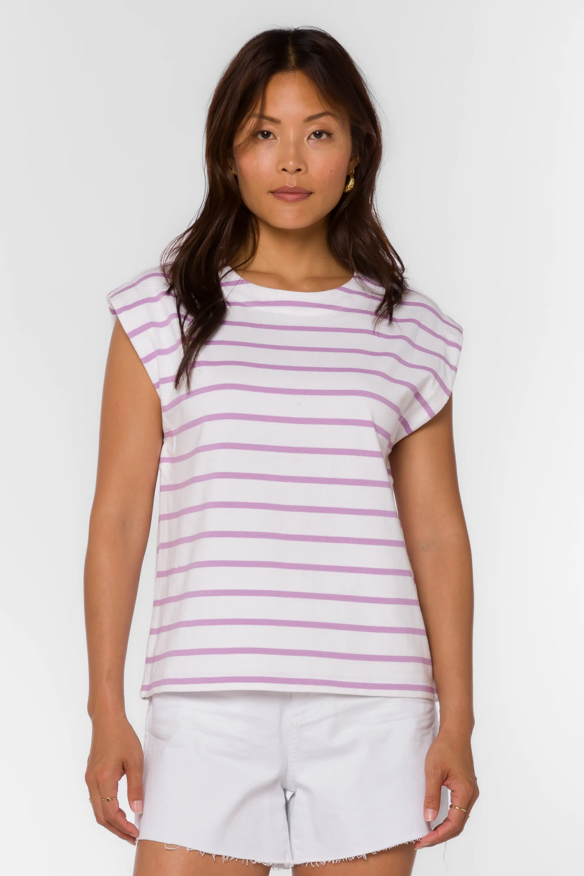 Derrick Lavender Striped Tee