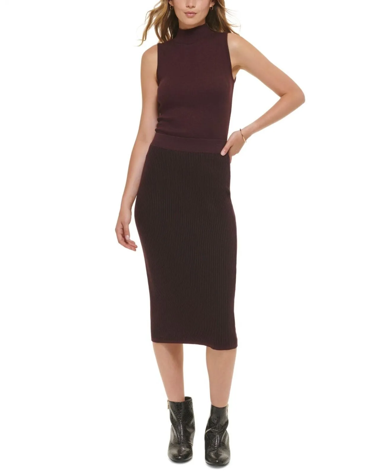 Dkny Jeans Women's Ribbed Pull-On Close-Fitting Midi Skirt E23SAB00