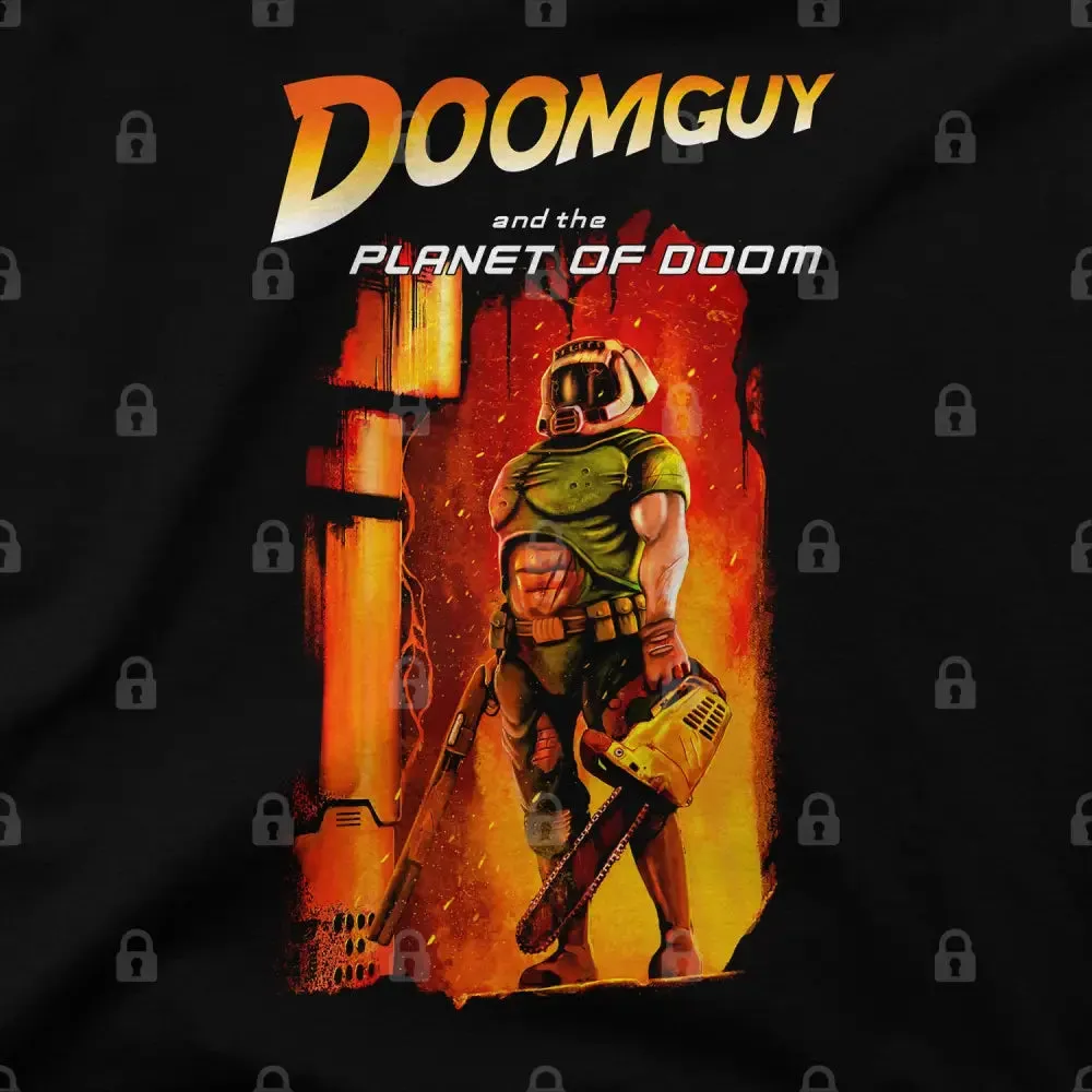 Doomguy in the Doom Planet T-Shirt