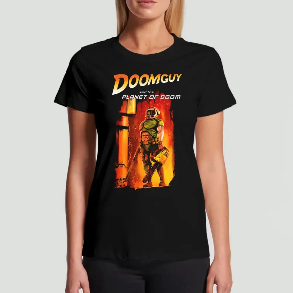 Doomguy in the Doom Planet T-Shirt