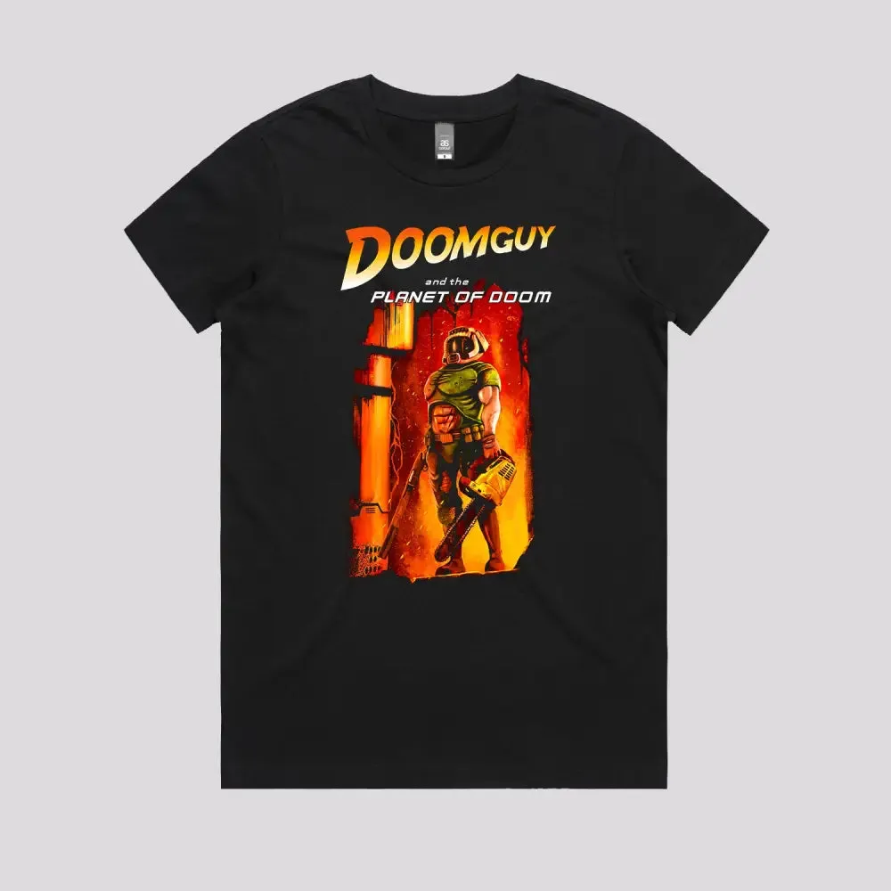 Doomguy in the Doom Planet T-Shirt