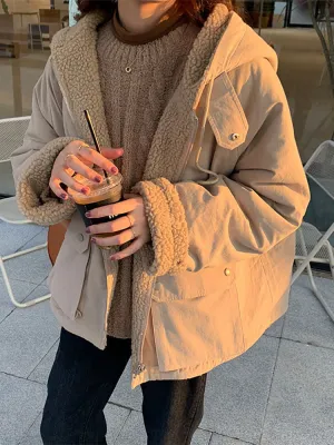 Double Style Warm Thicken Fluffy Parkas Jacket