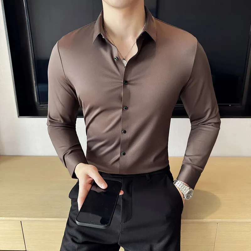 EliteWear Herren Slim-Fit Dresshemd