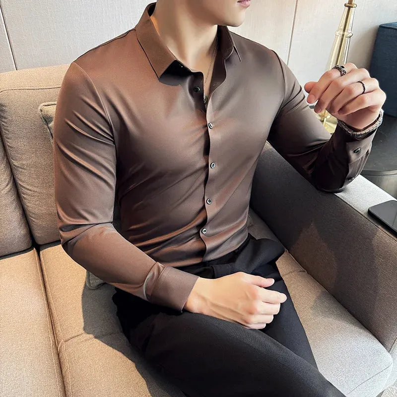 EliteWear Herren Slim-Fit Dresshemd