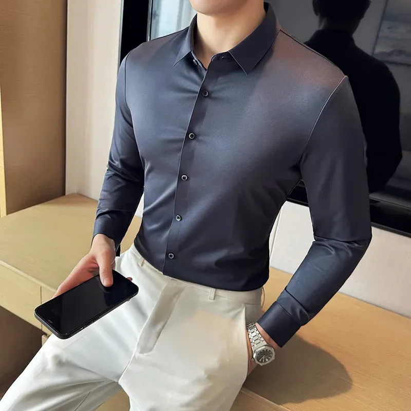 EliteWear Herren Slim-Fit Dresshemd