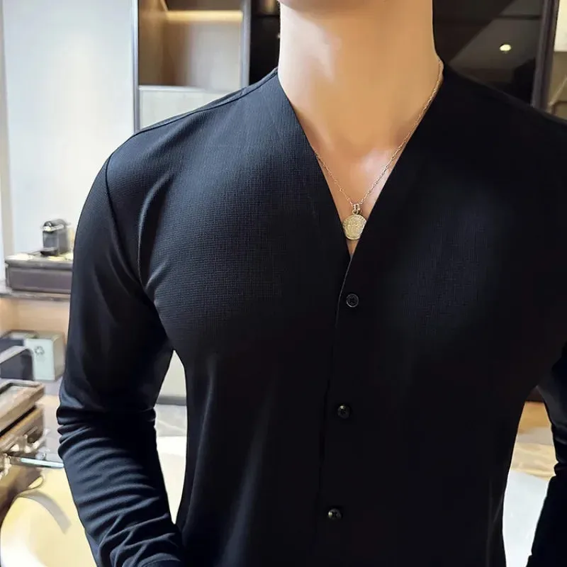 EliteWear Herren Waffle V-Shirt