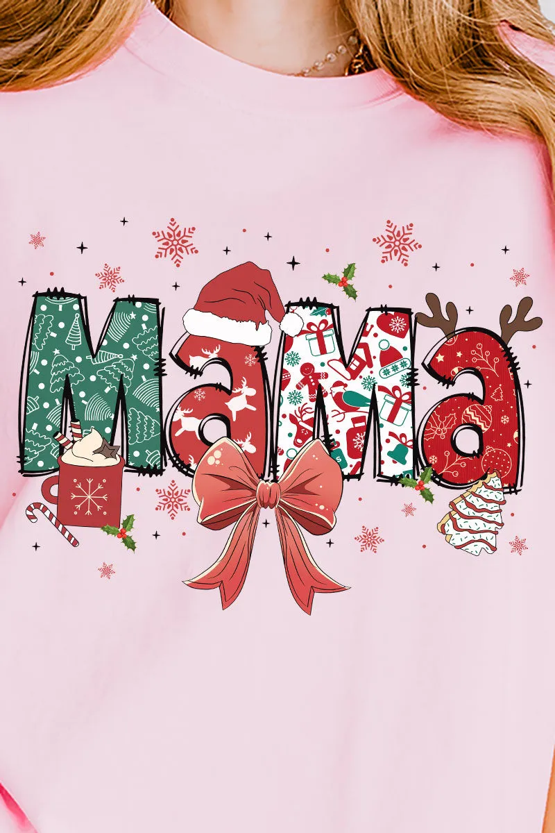 Festive Christmas Mama Comfort Colors Adult Ring-Spun Cotton Tee