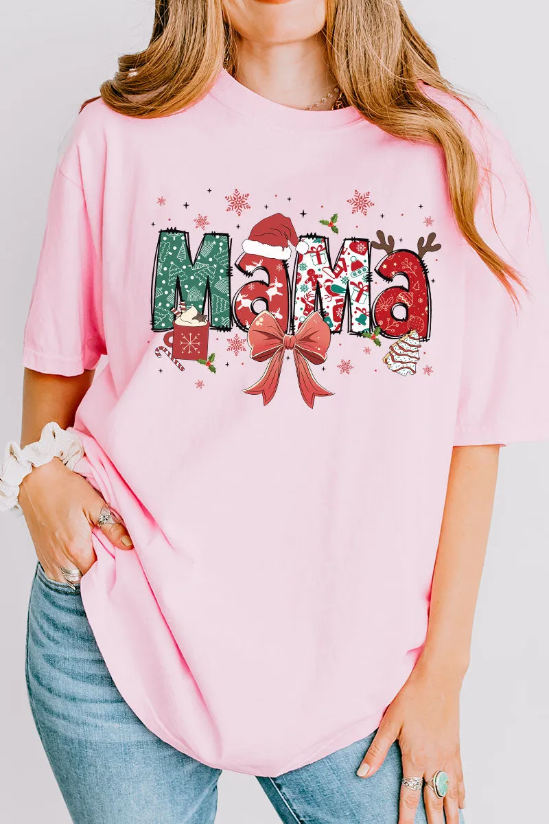 Festive Christmas Mama Comfort Colors Adult Ring-Spun Cotton Tee