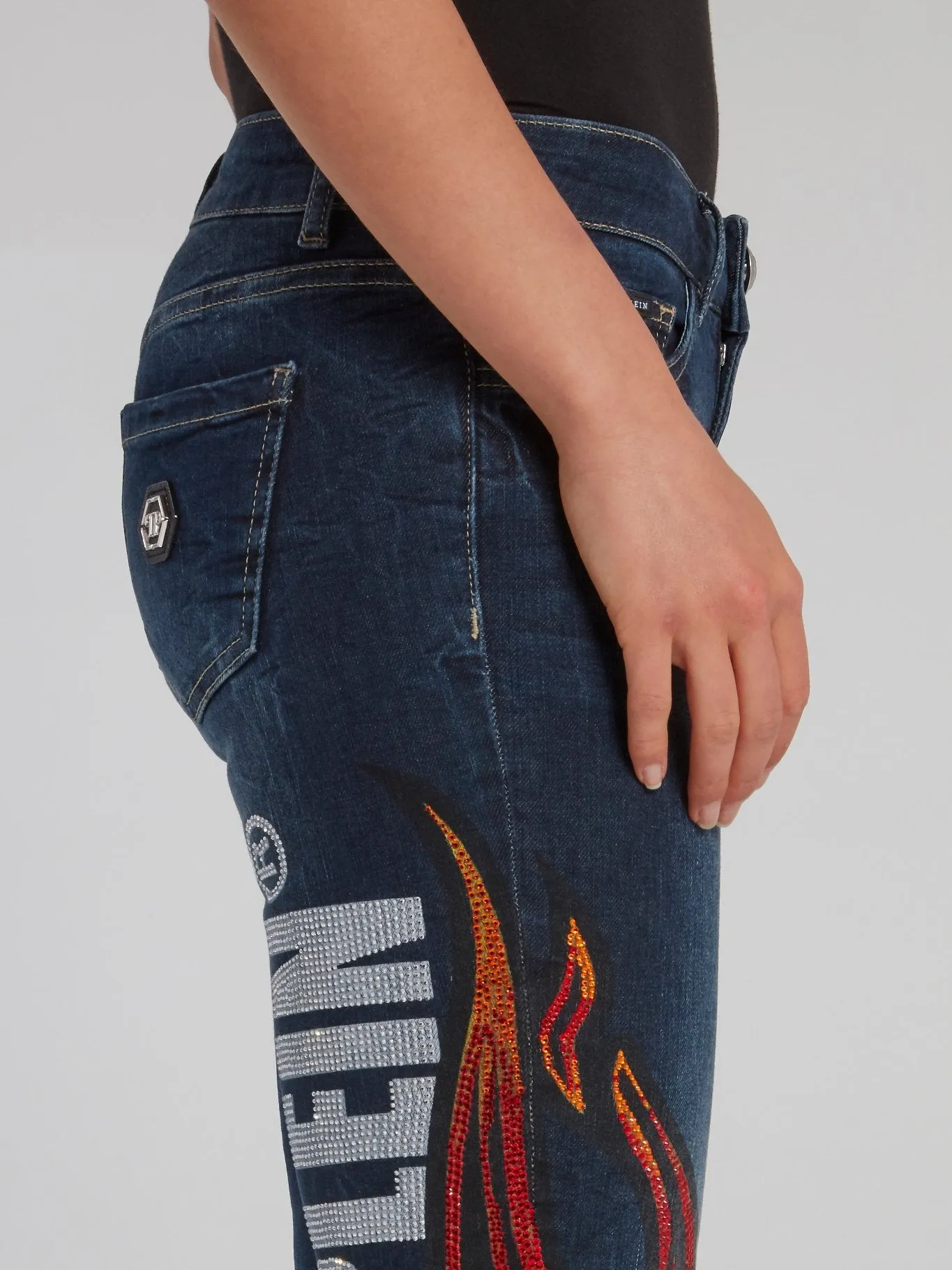 Flame Studded Slim Fit Jeans